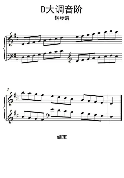 d大调音阶钢琴谱钢琴谱第1页