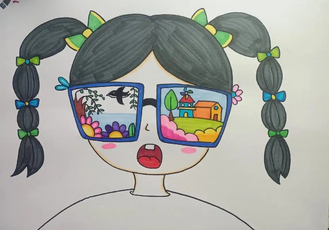 创意美术《眼睛里的世界》儿童画 1,工具材料: 马克笔,勾线笔,卡纸 2