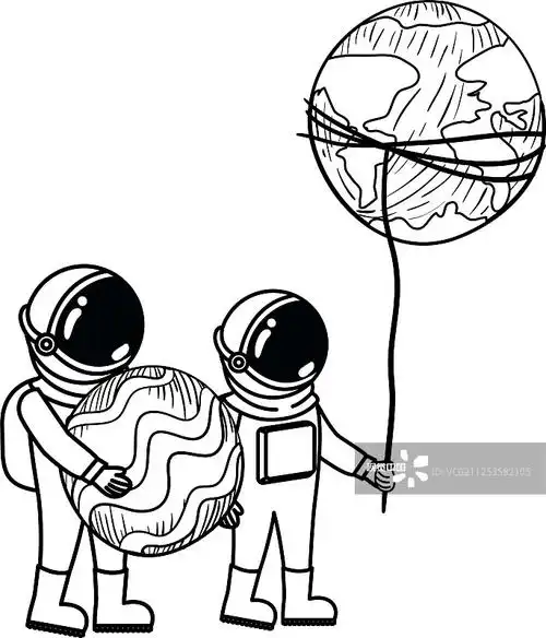 太空中穿着宇航服的宇航员的剪影图片素材