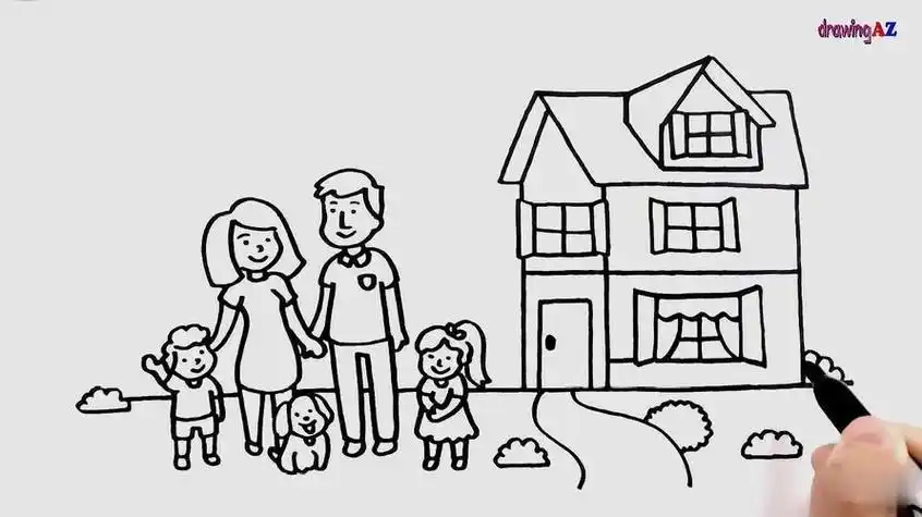 一家四口2个女孩的简笔画快乐的一家人物简笔画儿童简笔画我家的好