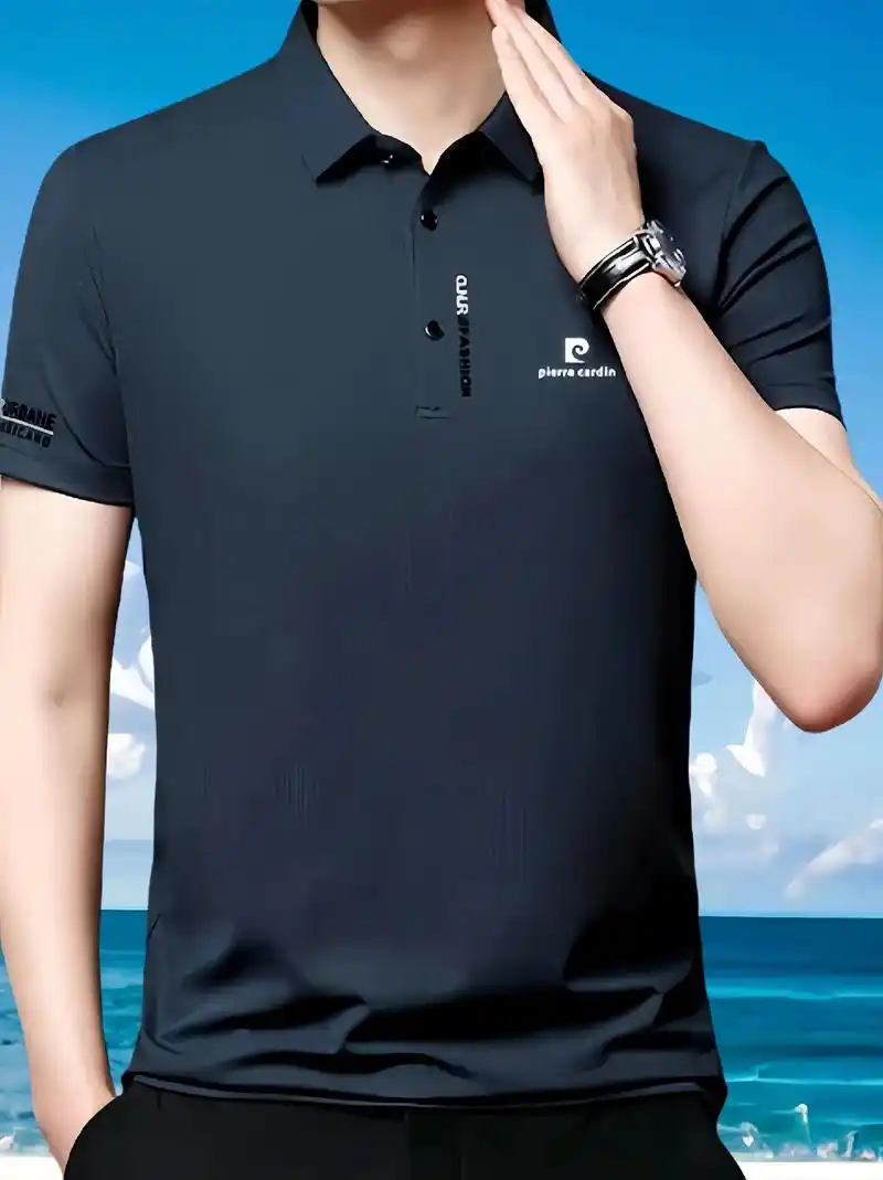 皮尔卡丹桑蚕丝短袖t恤男士夏季新款高档