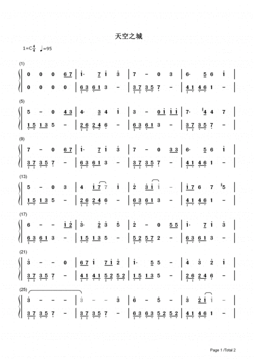 天空之城超简单版本双手简谱.pdf-原创力文档
