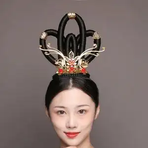 汉唐古风造型飞天头饰古装洛神甄宓演出仙女发饰飘逸扇子舞敦煌舞