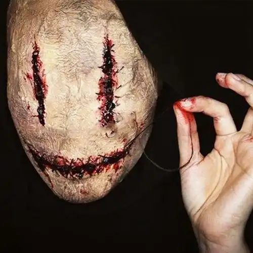 可狄万圣节道具鬼屋密室逃脱npc荧光贞子面具全脸头套龇牙鬼假发款