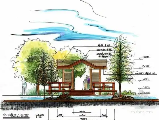 临水亭正立面图