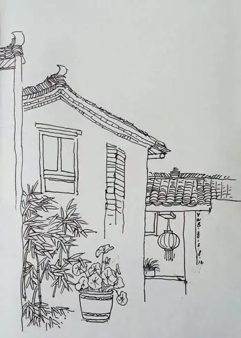 平落古镇简笔画古镇古村儿童简笔画古建筑房子的画法房子简笔画图片