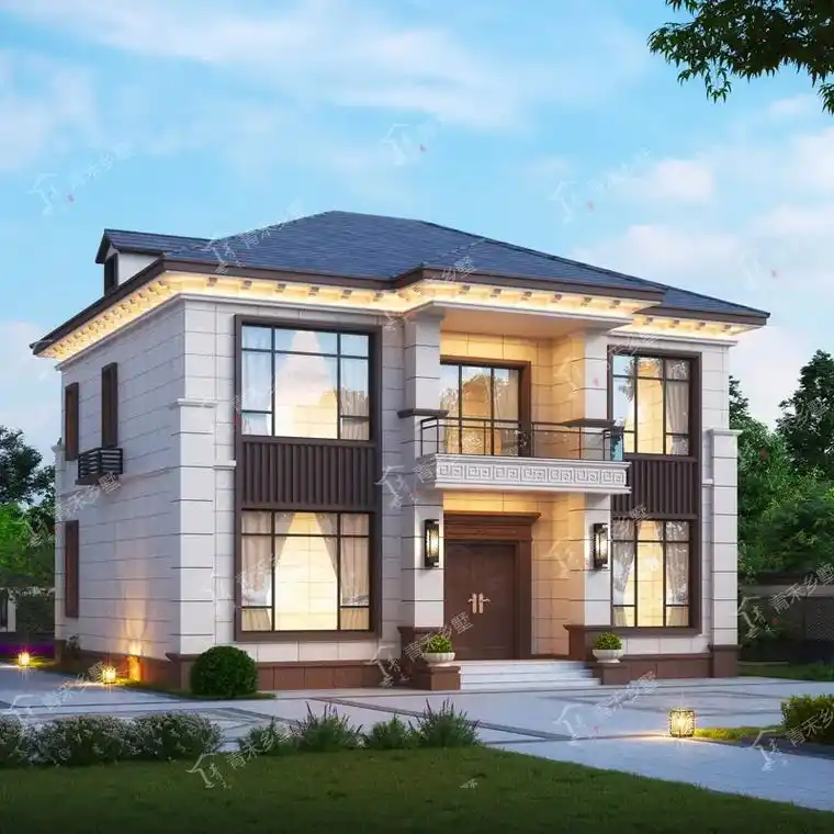 3款二层新中式实用经济型农村自建房设计图.第一款 建筑参数  - 抖音