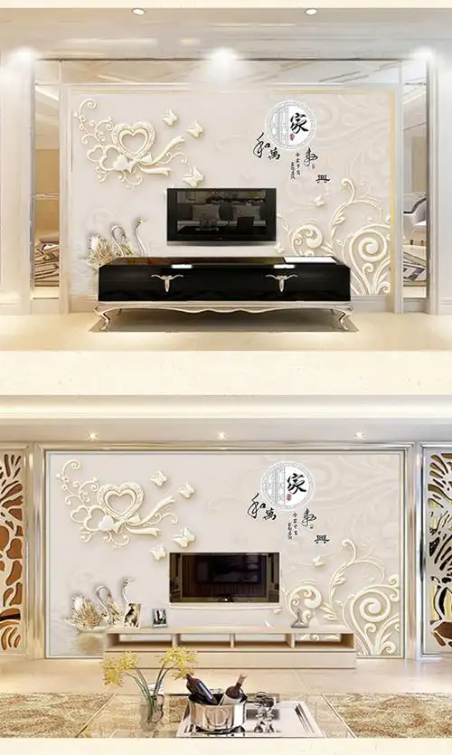 电视背景墙壁纸5d立体壁布客厅大气8d凹凸壁画现代简约影视墙墙布