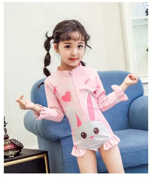 泳装 七色王国儿童泳衣女童连体三角小中大童婴儿可爱公主宝宝女孩