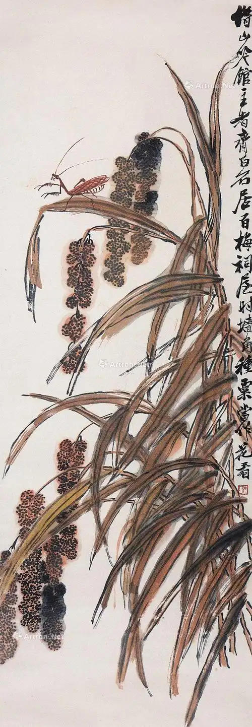 1104 高粱 立轴 设色纸本