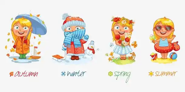 春夏秋冬人物风景图