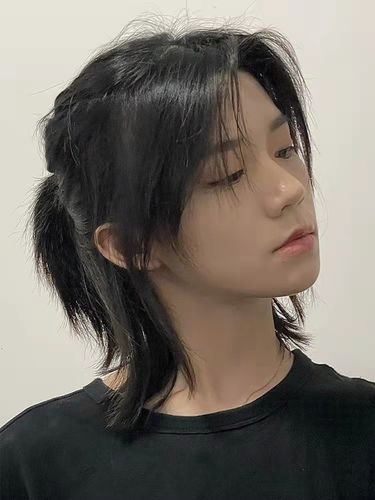 狼尾假发男生武士头中刘海长发超酷帅气鱼头日常整顶假发