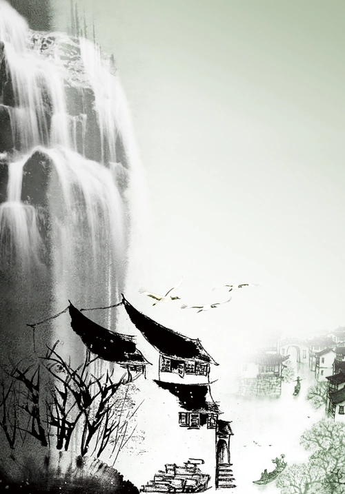 中国风古典水墨海报背景