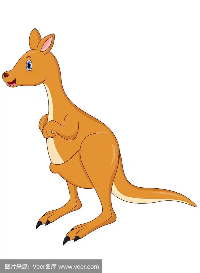 可爱的卡通袋鼠矢量插图