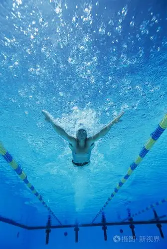 在游泳池中游泳的人