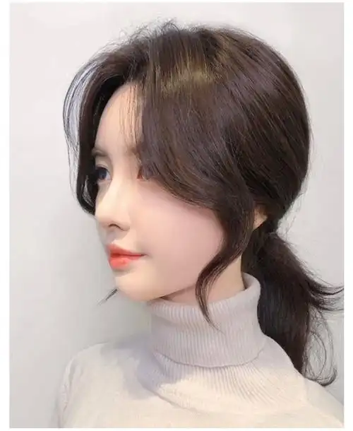 八字刘海假发片自然前额网红法式刘海假发发片无痕圆脸中分假刘海