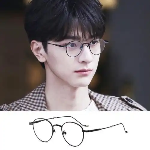 bosibao 复古文艺圆框眼镜框男日系潮流时尚银色全框可配近视 配近视1