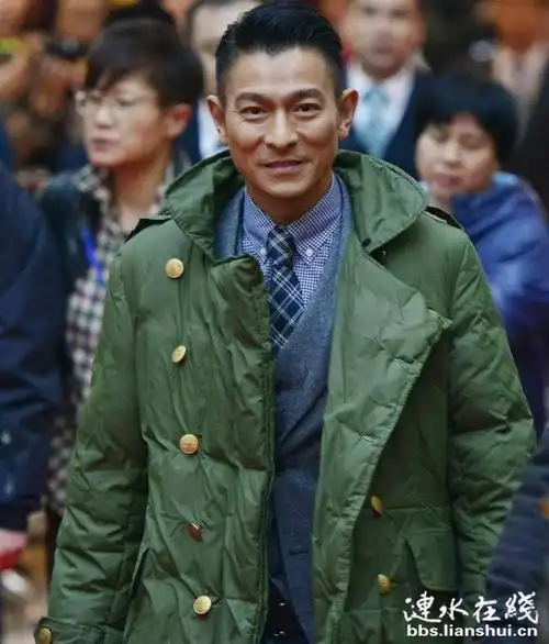 刘德华在沈阳宣传《风暴》时身穿军大衣亮相红毯