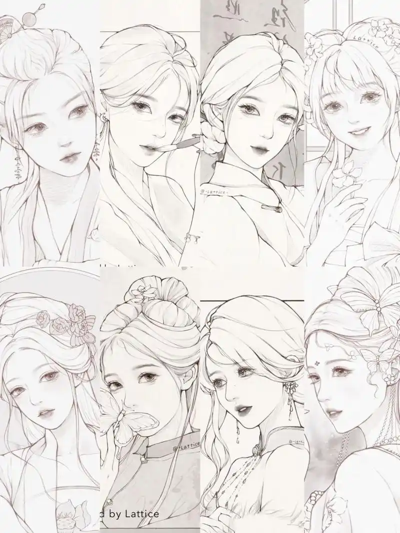 古风美人线稿合集 混个更～ 最近沉迷开脑洞,好久没画过美少女了.