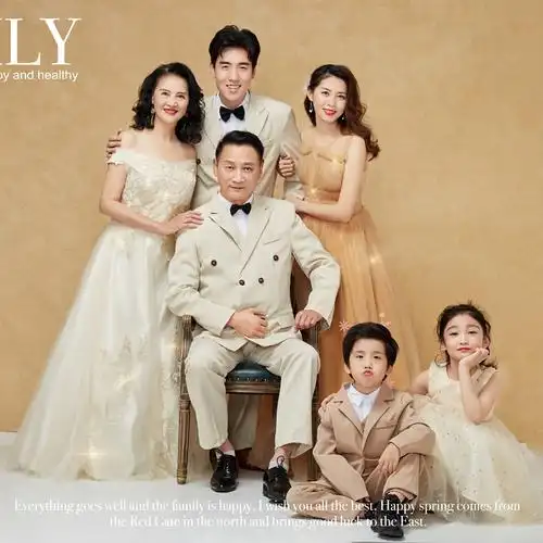 一家6口高端礼服婚纱西服全家福亲子装影楼儿童摄影服装艺术拍照