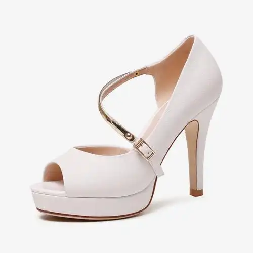 新品细跟凉鞋女高跟鱼嘴一字扣浅口防水台女凉鞋欧美时尚优雅女士凉鞋