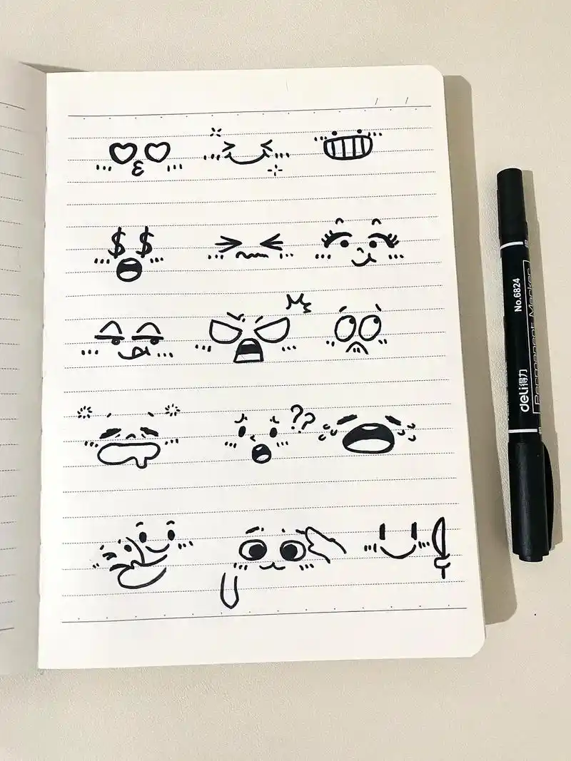 传纸条小表情.#颜文字 #简笔画 #传纸条小表情 #临摹 - 抖音