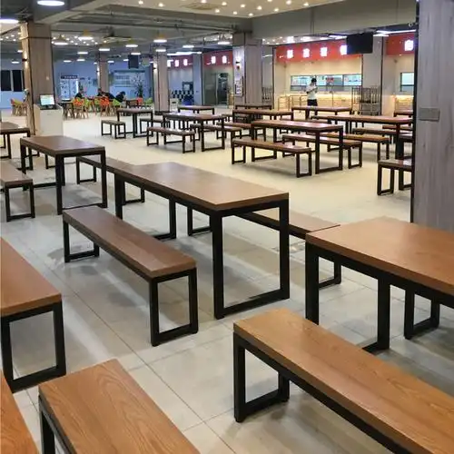 优质公共连体餐桌椅多人位食堂饭店吃饭桌椅加厚超市门口桌椅休闲沙发