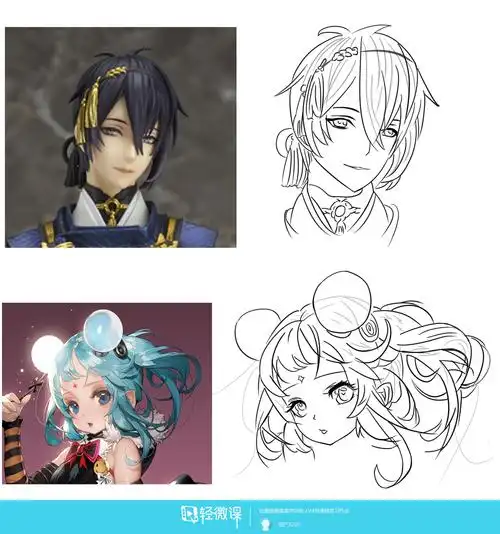 动漫插画基础——男女头部整体练习