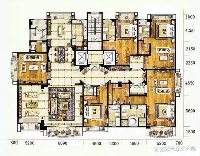 大家带来九款建筑面积超过400平米在全国范围内都是顶尖的大平层户型