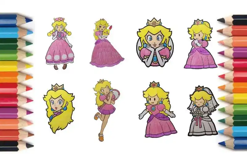 【coloring】princess peach 【塗り絵】ピーチ姫 【画画】桃子公主