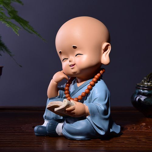 可爱小和尚摆件禅趣小僧小佛茶道茶室茶几摆设 新中式家居装饰品 客厅