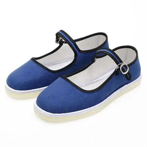 方口鞋女夏季上线牛筋底灯芯绒纯色鞋面浅口布鞋一字带搭扣细条绒女鞋