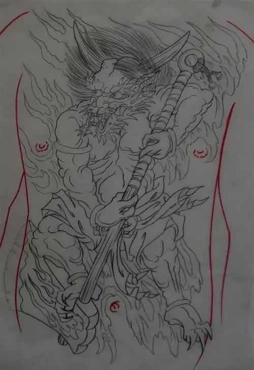 罗刹鬼纹身图片线条分享展示             圣莲鬼罗刹草图