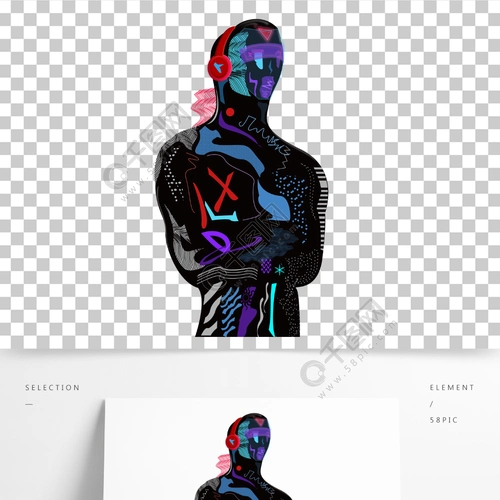 赛博朋克音乐机器人ai潮流元素矢量模板免费下载_psd格式_2000像素_编