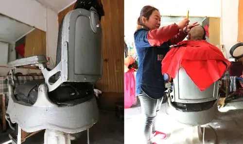 她在山里开理发店20年椅子有50年历史