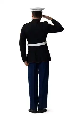 仅一个人,仅一个年轻男性,背面,衣服,站着,摄影,军帽,影棚,军人,敬礼