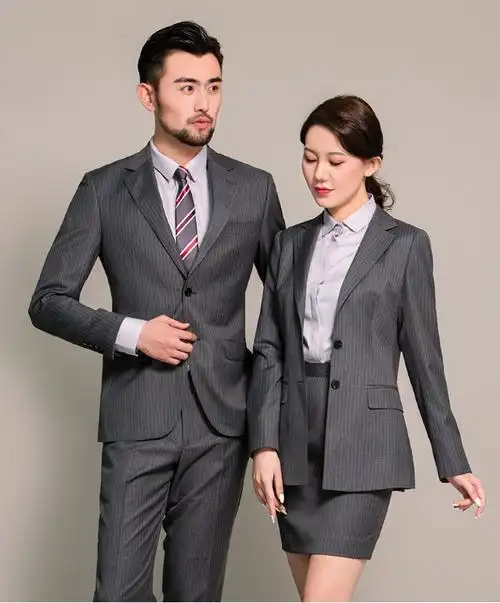 职业装男女同款西装套装两件修身商务正装办公室销售工作服定制
