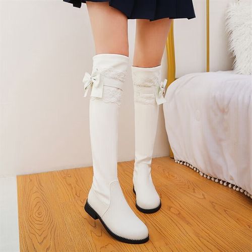 书眸马丁靴女冬季长靴过膝儿童小学生女童冬天长筒靴童高筒靴子冬天穿