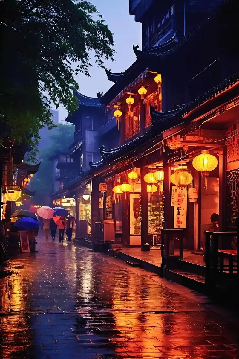 彩色的灯笼在夜晚里摇曳,如同告诉你:这里是江南最美的古镇.# - 抖音