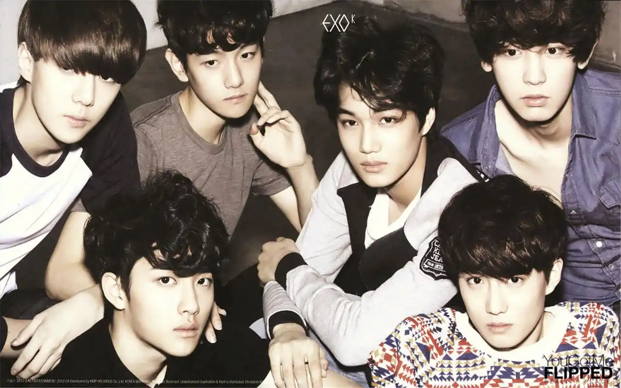 精选韩国小鲜肉组合exo成员帅气写真桌面壁纸1