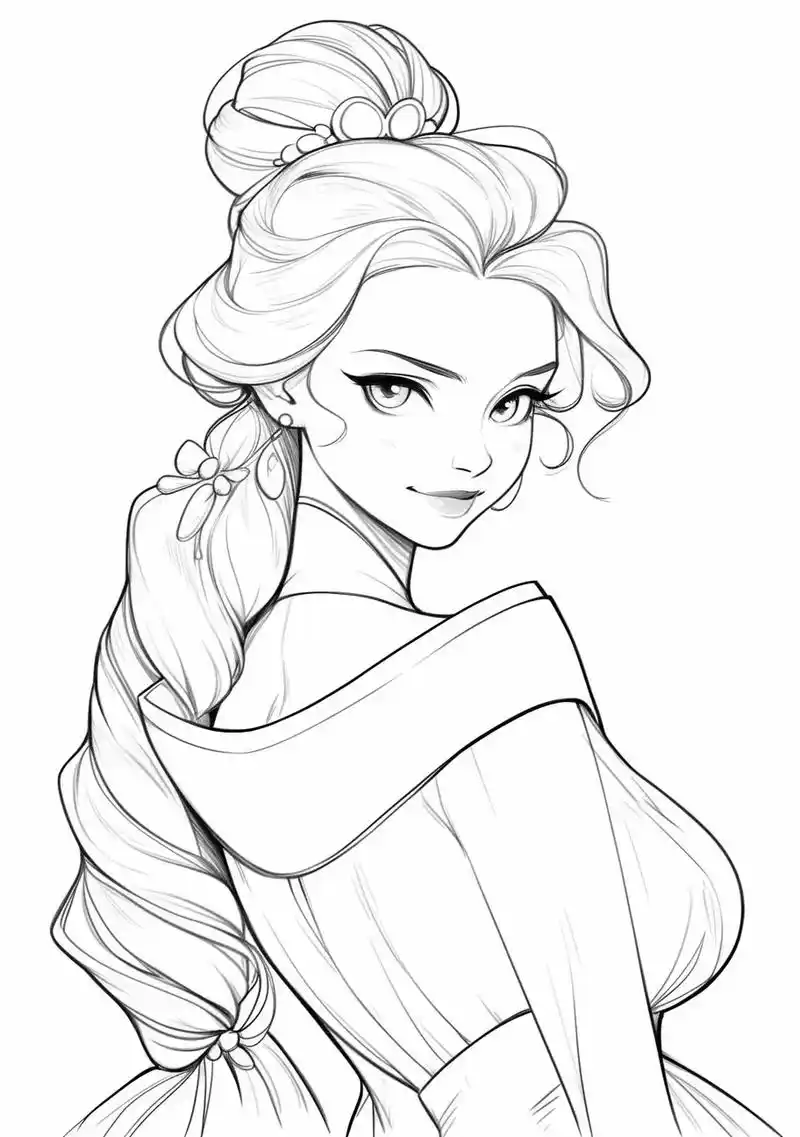 线稿 #手绘 #迪士尼公主 #探寻 - 抖音