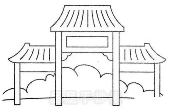 古代牌楼简笔画卡通