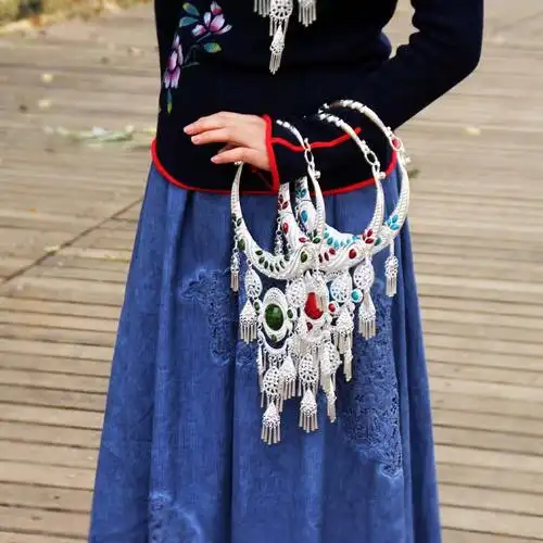 民族风舞台服配饰夸张大项圈民族舞表演苗银饰品 家居装饰