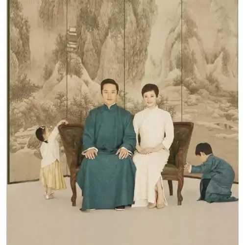 民国服装邓超孙俪中国风全家福影楼亲子写真服装复古民国风长衫旗袍