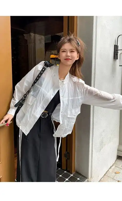 风休闲薄外套女2023夏季新款外套舒适百搭女式短款工装