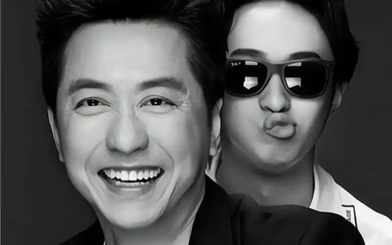 庾澄庆与儿子参加公益活动 这也是庾澄庆和儿子哈利罕见同框,参与