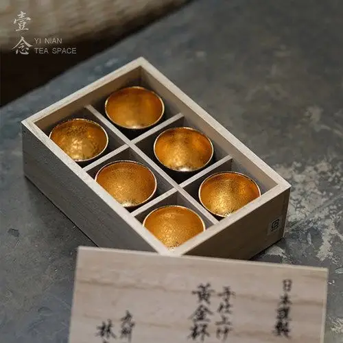 现货 日本金杯 茶杯 有田烧 林九郎金箔/品茗杯 主人杯 进口 天目_7折