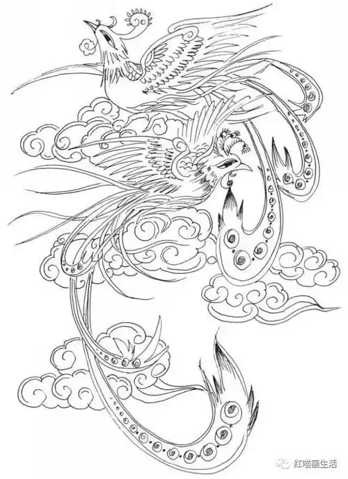 白描|春节凤凰啊!