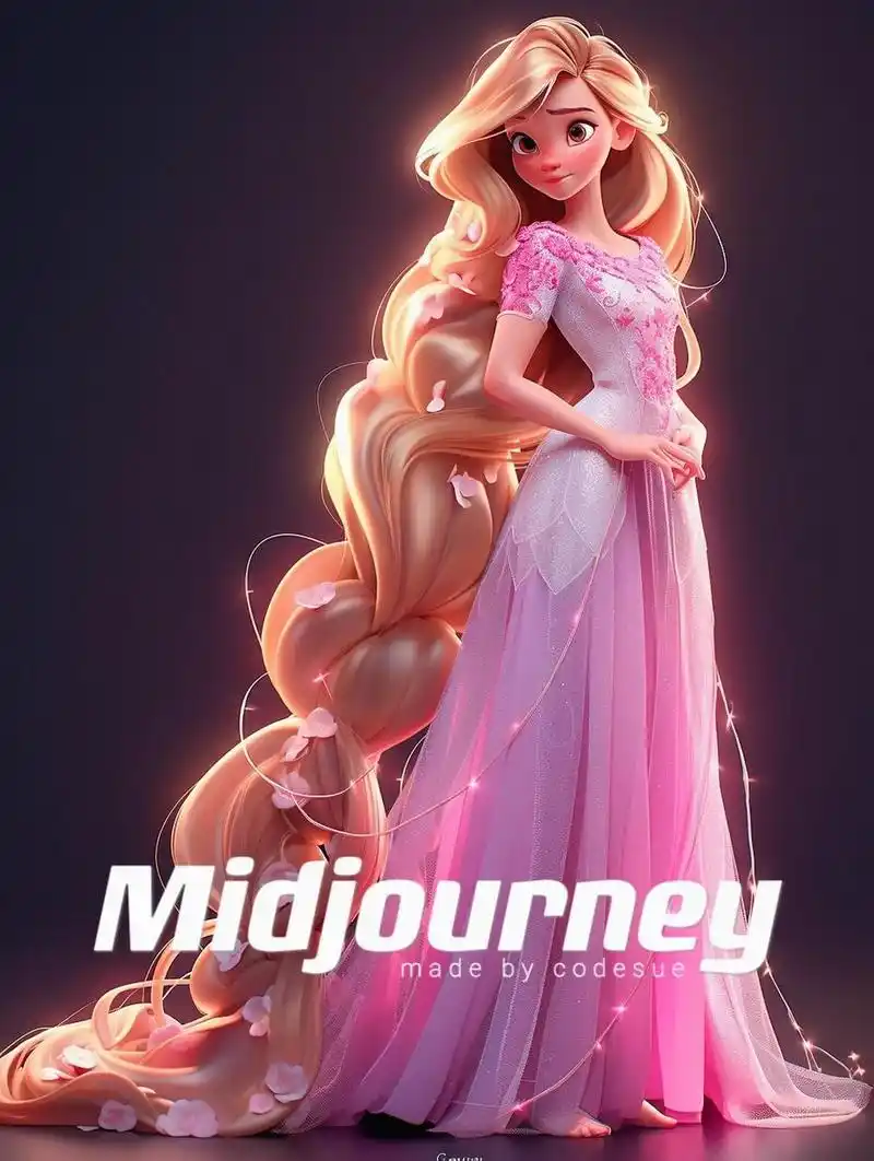 midjourney|迪士尼公主|长发公主|乐佩 乐佩唱起魔法歌的头发是会发光
