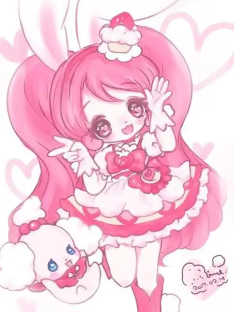 卡通人物简笔画彩色可爱女孩美少女